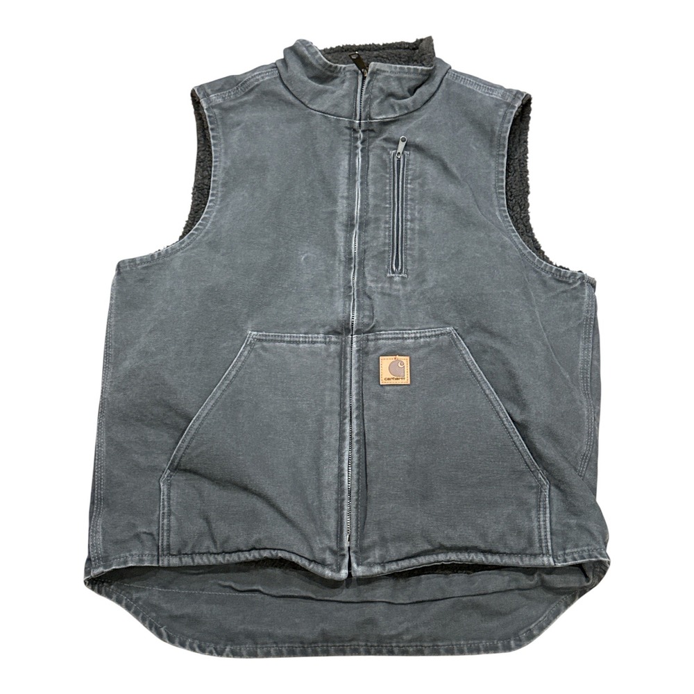 Carhartt V33-GVL Sherpa Lined Mock Neck Duck Vest Faded Gravel Gray Medium